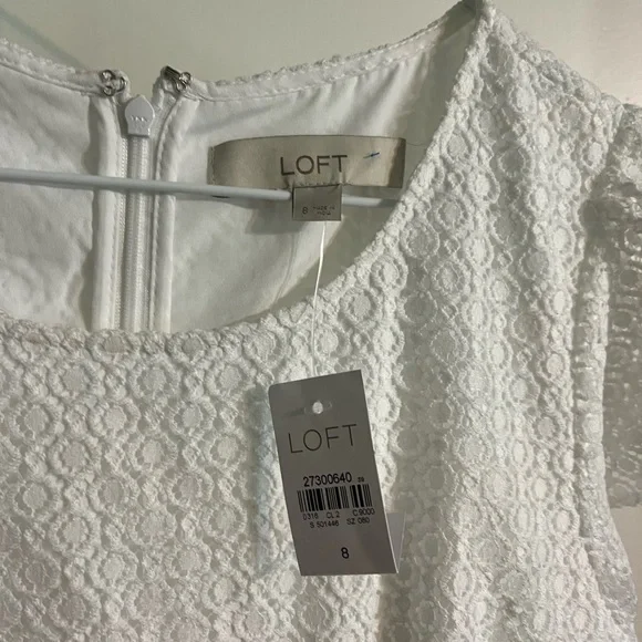 NWT Loft brand white lacy dress, size 8. Pictures don’t do this dress justice! - Picture 4 of 7
